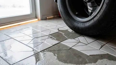 układanie płytek w kopertę w garażu